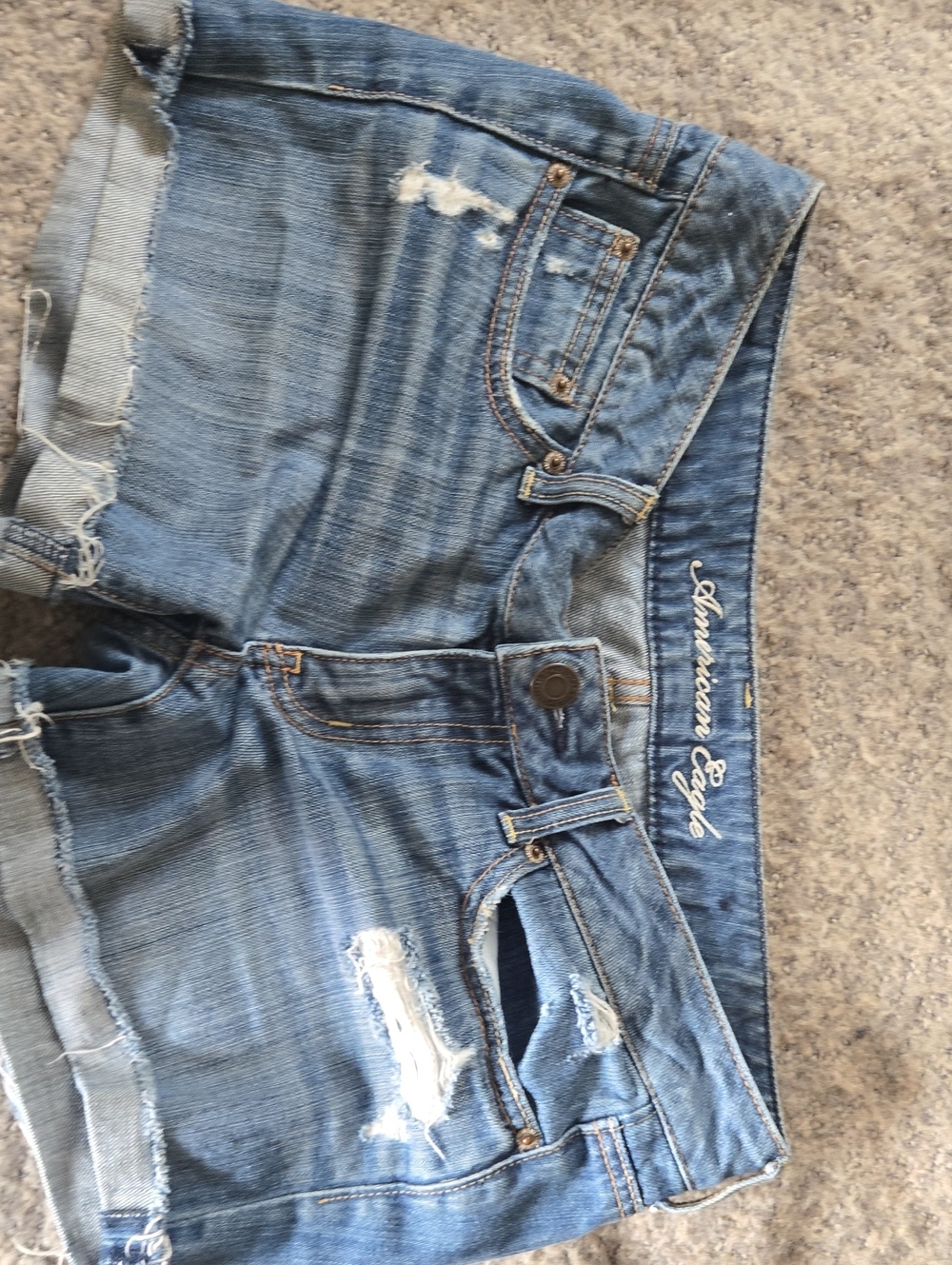 American Eagle Outfitters Women's Ripped Light Blue Denim Shorts